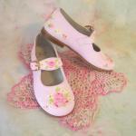 Toddler Shoes Maryjanes Pink Roses Size 7 Spring..