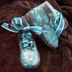 Toddler Shoes Leather Turquoise Brown Painted