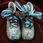Toddler Shoes Leather Turquoise Brown Painted