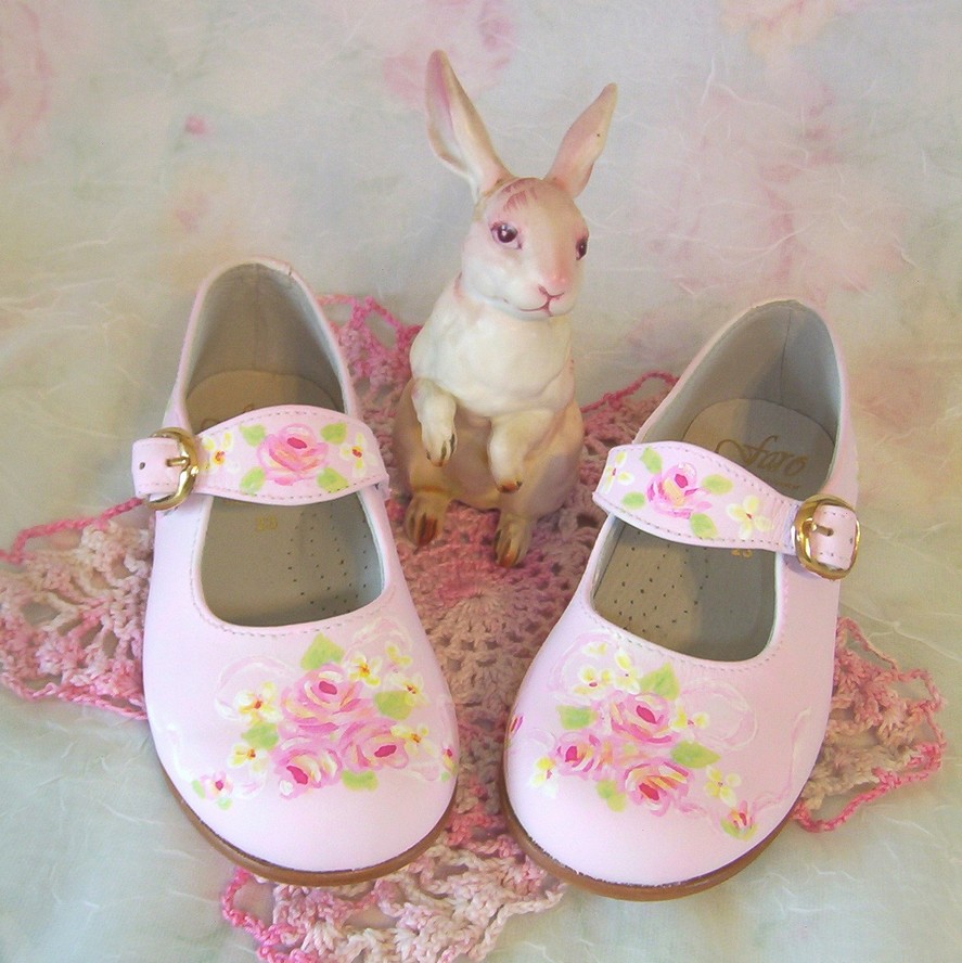Toddler Shoes Maryjanes Pink Roses Size 7 Spring Wedding
