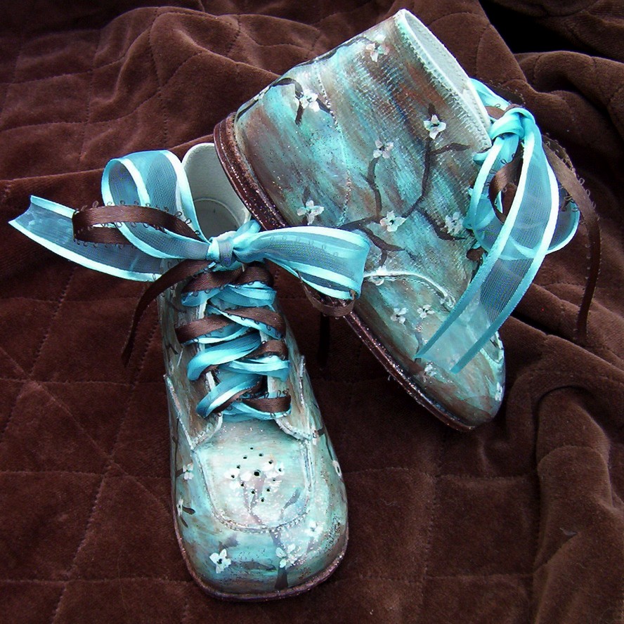 turquoise baby shoes